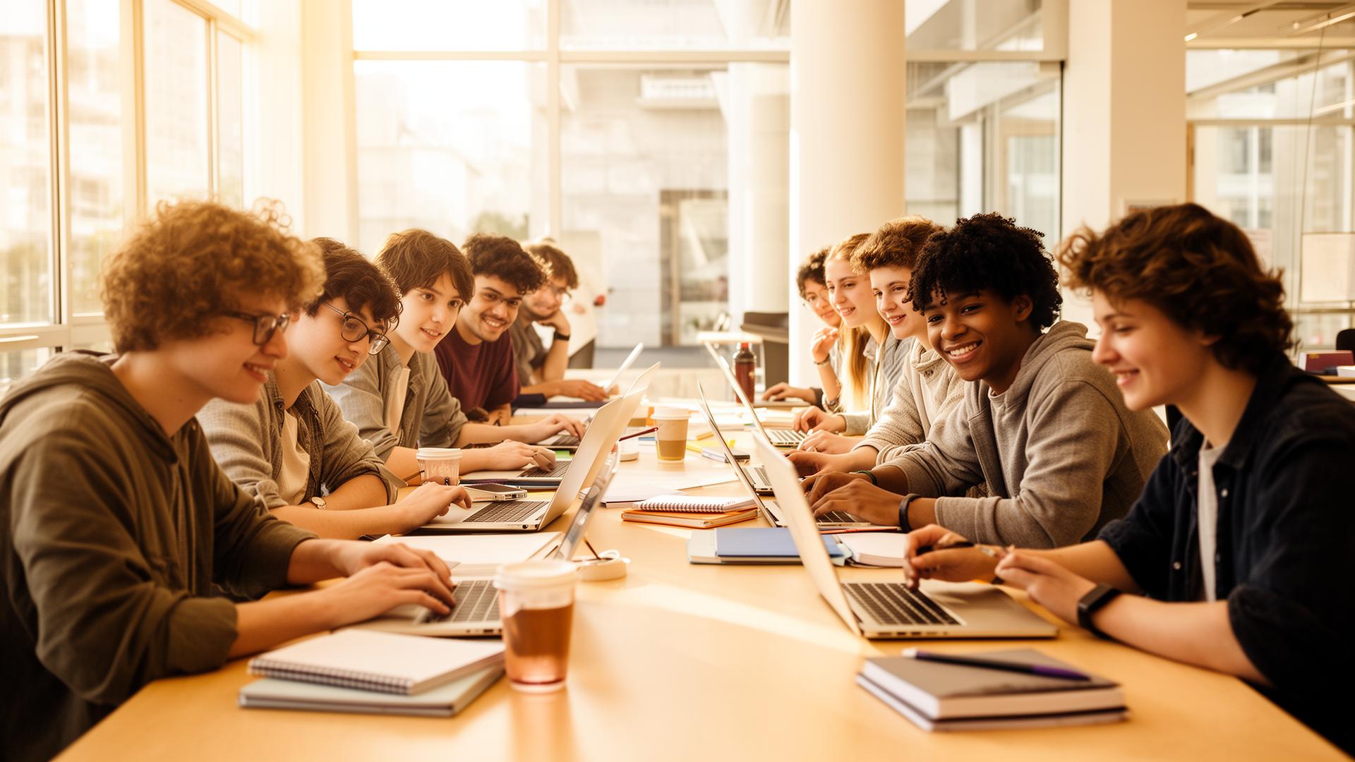 Étudiants en collaboration sur le campus Ted
